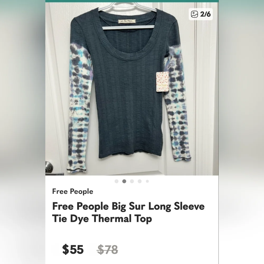 We The Free Blue Tie-Dye Long Sleeve Top - Picture 10 of 16